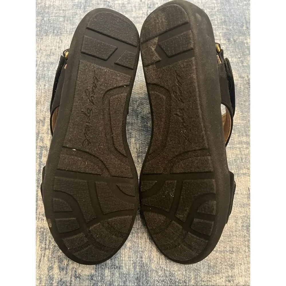 Easy Spirit Black Kaylynn Adjustable Ankle Top Strap Wedge Sandals 6.5 Wide